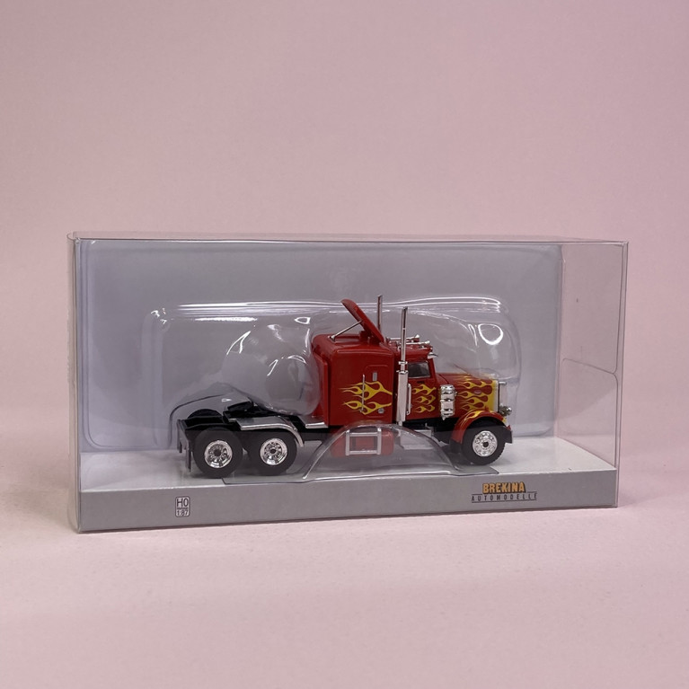 Camion Peterbilt 359 Rouge et Flammes - BREKINA 85708 - HO 1/87