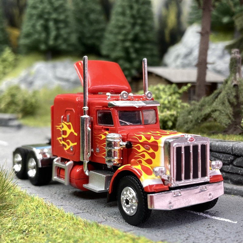 Camion Peterbilt 359 Rouge et Flammes - BREKINA 85708 - HO 1/87