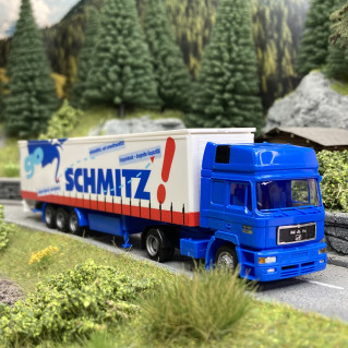 Camion MAN F 90 HD Aerop bâché / Schmitz - AWM 75880 - HO 1/87