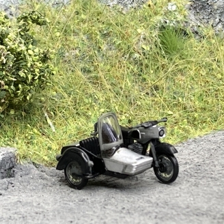 Moto MZ 250 avec Side Car, argent / Noir - HERPA 53433-006 - HO 1/87