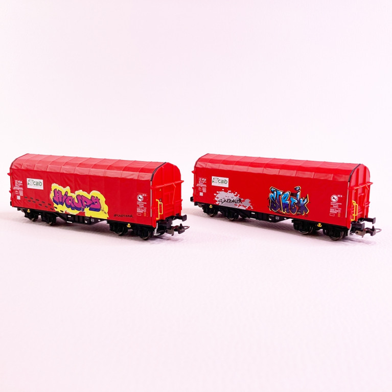 2 wagons bâchés "CAIB" avec Tags, NS, Ep VI - PIKO 58257 - HO 1/87