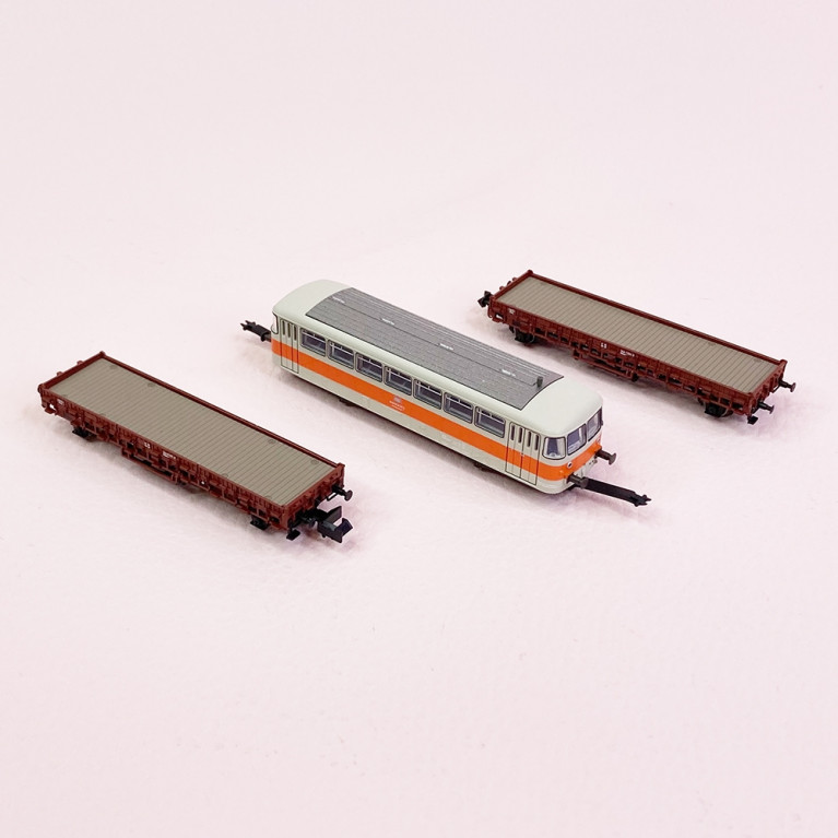 Voiture VB 98 avec 2 tombereaux "Inspection des voies" DB, Ep IV - MINITRIX 15091 - N 1/160