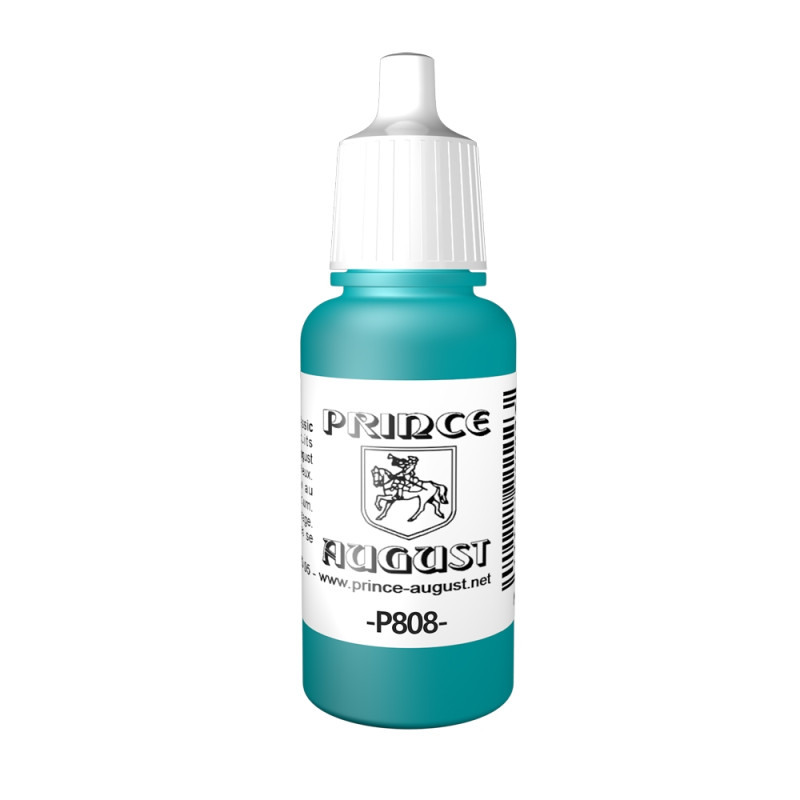 Peinture Acrylique, 17ml, Bleu Vert - PRINCE AUGUST P808