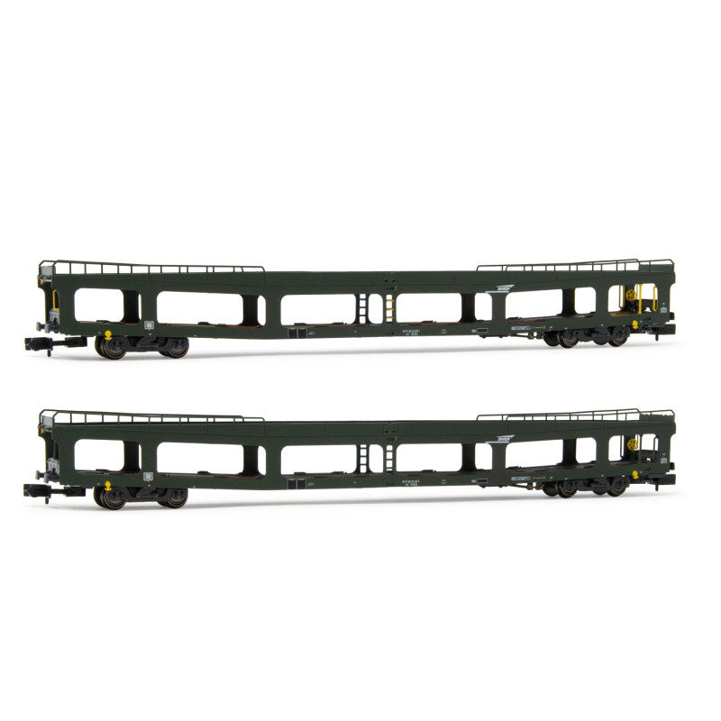 2 Wagons porte autos DD DEV66  logo "Casquette" Sncf, Ep IV et V - ARNOLD HN4347 - N 1/160