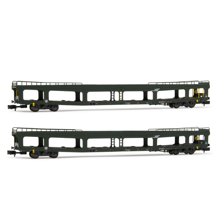 2 Wagons porte autos DD DEV66  logo "Casquette" Sncf, Ep IV et V - ARNOLD HN4347 - N 1/160