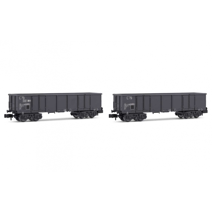 2 Wagons tombereau Eaos E79 avec chargement Sncf, Ep IV - ARNOLD HN6535 - N 1/160