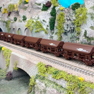 6 wagons trémies Tdrrs "Rail Cargo Austria" ÖBB, Ep VI - MARKLIN 46308 - HO 1/87