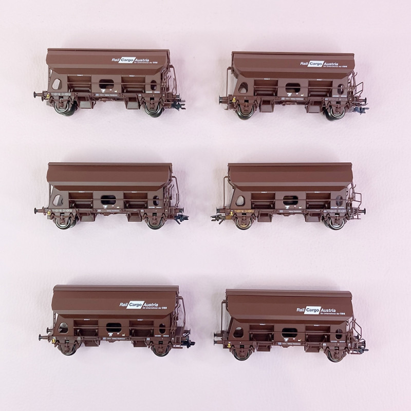 6 wagons trémies Tdrrs "Rail Cargo Austria" ÖBB, Ep VI - MARKLIN 46308 - HO 1/87