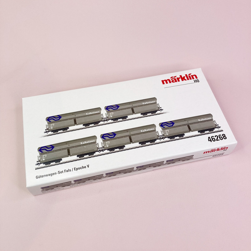 5 wagons trémies Fals "Kalksteen" NS, Ep V- MARKLIN 46268 - HO 1/87