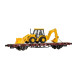 Wagon plat avec tractopelle jcb-HO-1/87-KIBRI 