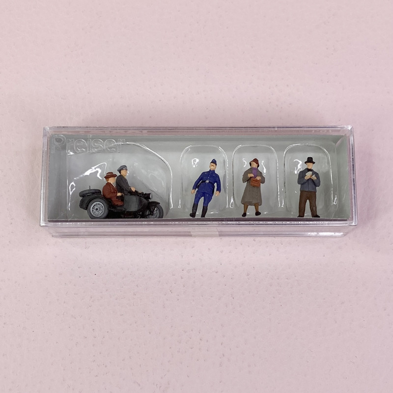 Personnages + Side-Car Zündapp avec pilote et passager - PREISER 10565 - HO 1/87