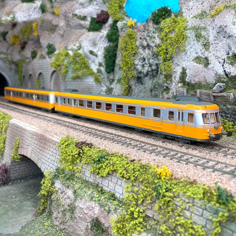 Autorail RGP2 XBD 2715 + XRAB 7701, "orange / argent RTG" Sncf, Ep IV  - JOUEF HJ2387 - HO 1/87