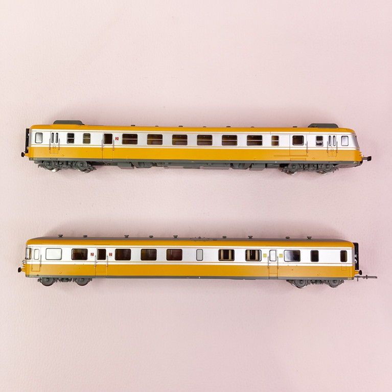 Autorail RGP2 XBD 2715 + XRAB 7701, "orange / argent RTG" Sncf, Ep IV  - JOUEF HJ2387 - HO 1/87
