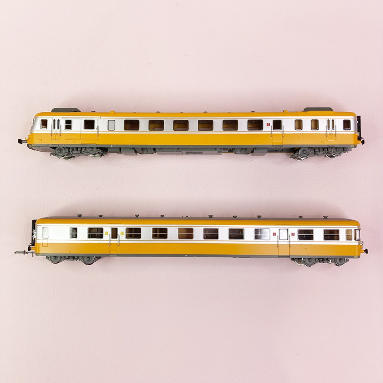 Autorail RGP2 XBD 2715 + XRAB 7701, "orange / argent RTG" Sncf, Ep IV  - JOUEF HJ2387 - HO 1/87