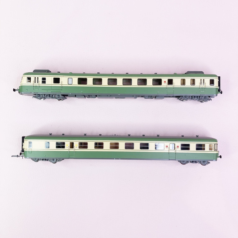 Autorail RGP2 XBD 2709 + XRAB 7726, "vert / jaune" Sncf, Ep IV  - JOUEF HJ2386 - HO 1/87