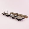 2 wagons couplés transport de bois type HMZ, KWste, Ep I - BRAWA 47725 - HO 1/87