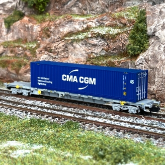 Wagon porte conteneur Novatrans Sgss "CMA CGM" Sncf, Ep V et VI - ARNOLD HN6558 - N 1/160