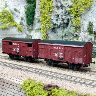 2 wagons couverts primeur 20T, PLM, Ep II - REE WB735 - HO 1/87