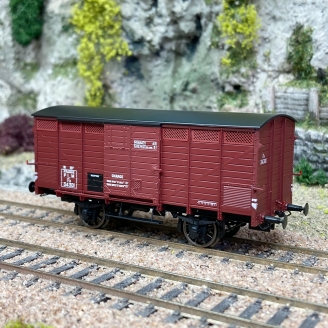 Wagon couvert primeur rouge Sideros PLM 10T, Ep II - REE WB744 - HO 1/87
