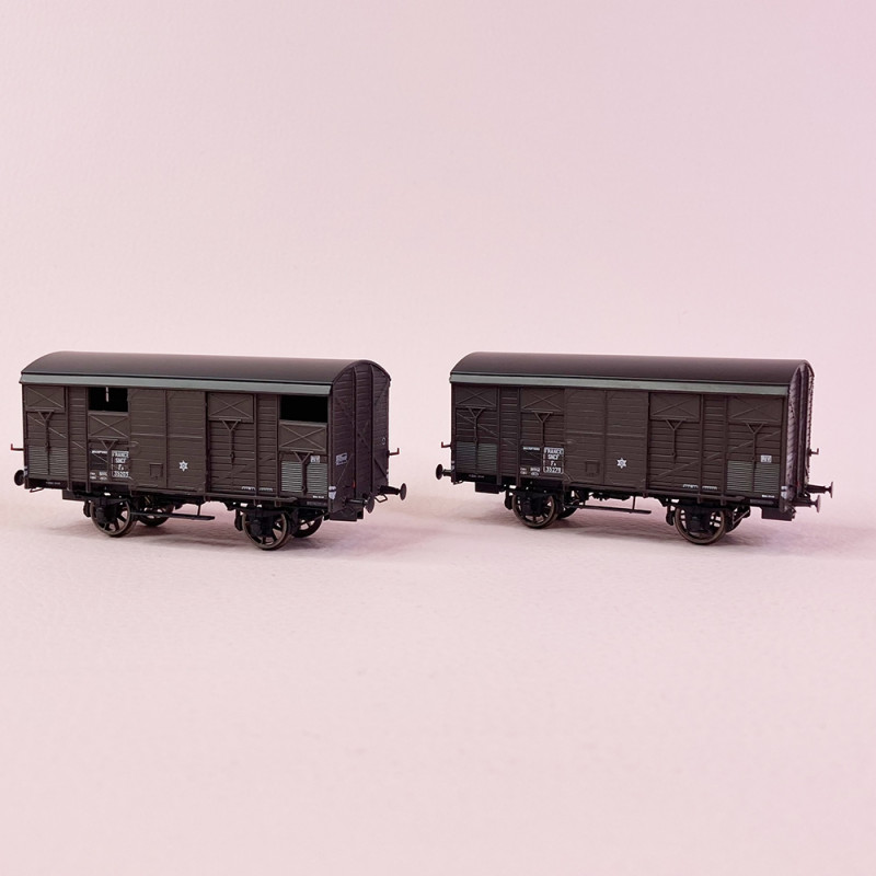2 wagons couverts primeur ex-20T PLM, Sncf, Ep IIIa - REE WB737 - HO 1/87