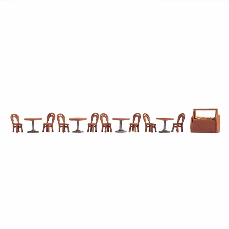 Chaises, tables et comptoir glaces pour café - NOCH 14824 - HO 1/87