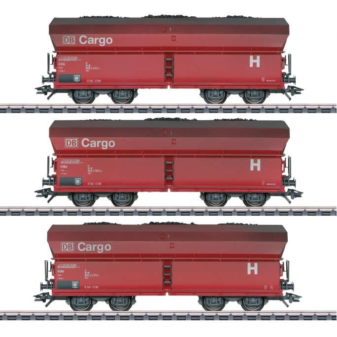 3 wagons trémies Fals 176 Cargo "chargé charbon" DB AG,  Ep V - MARKLIN 46239 - HO 1/87