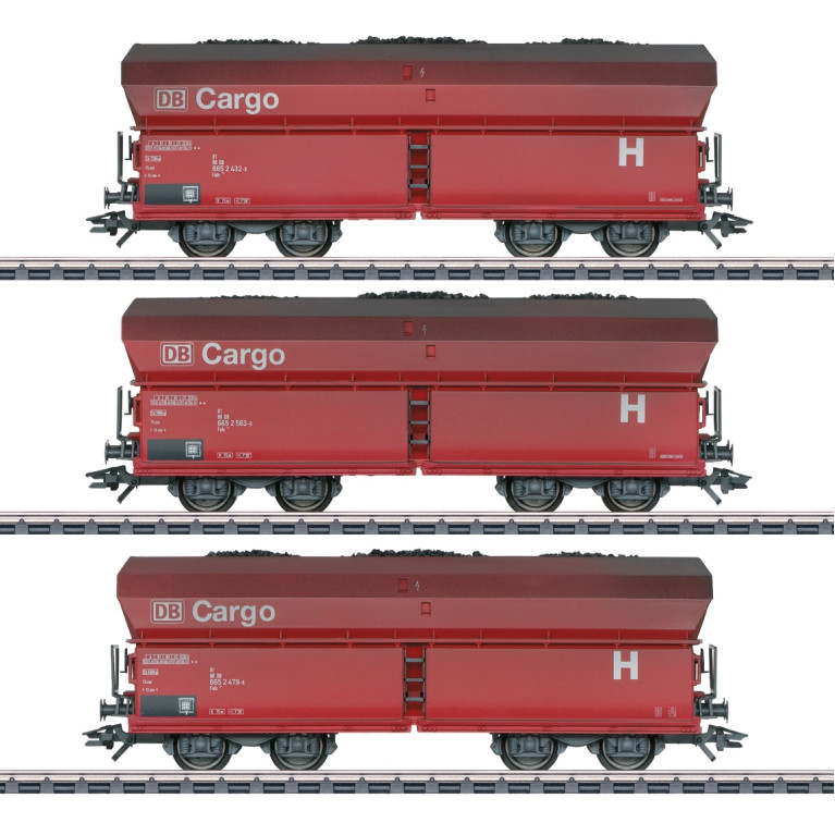 3 wagons trémies Fals 176 Cargo "chargé charbon" DB AG,  Ep V - MARKLIN 46239 - HO 1/87