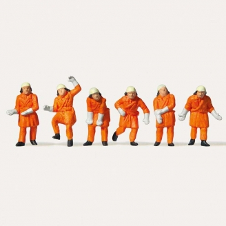 Pompiers en tenue Orange (x6) - MERTEN 212579 - HO 1/87