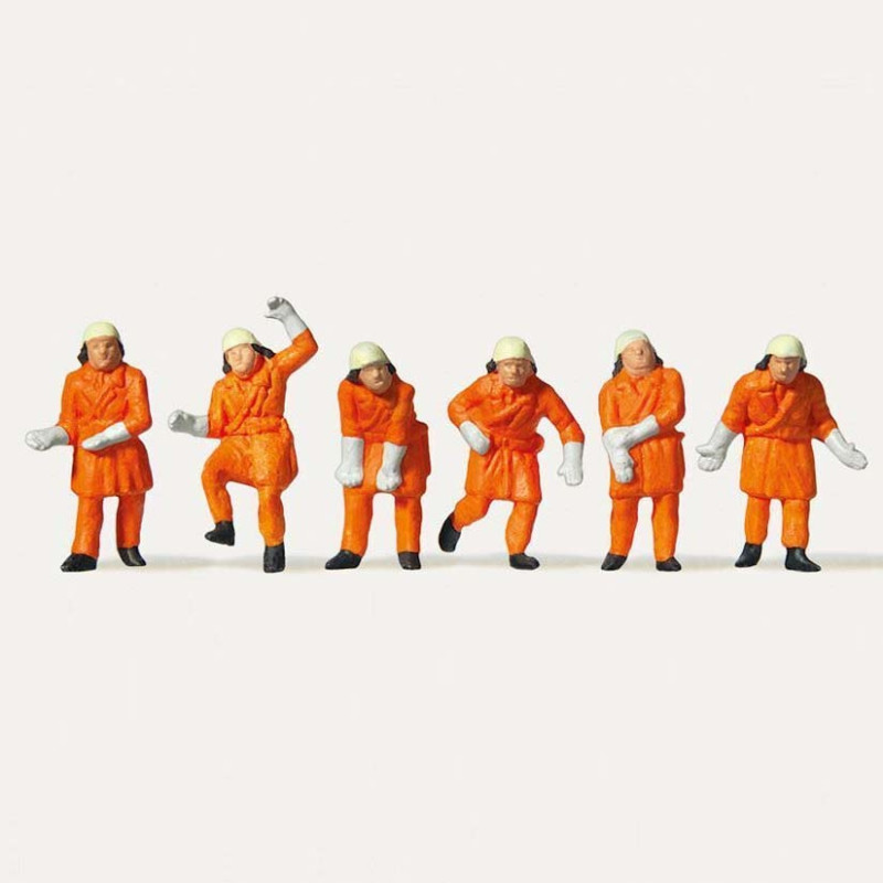 Pompiers en tenue Orange (x6) - MERTEN 212579 - HO 1/87