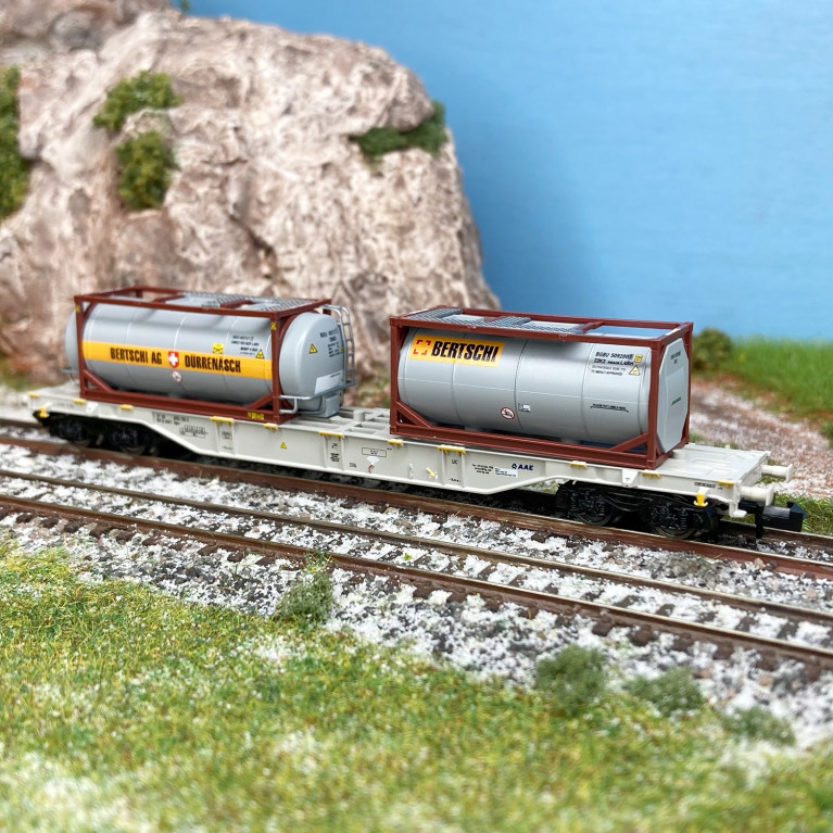 Wagon porte conteneur "Bertschi" AAE, Ep VI - FLEISCHMANN 825214 - N 1/160
