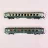 2 voitures DEV AO B8 et B10 "2CL" logo blanc encadré, Sncf, Ep IV - REE NW277 - N 1/160