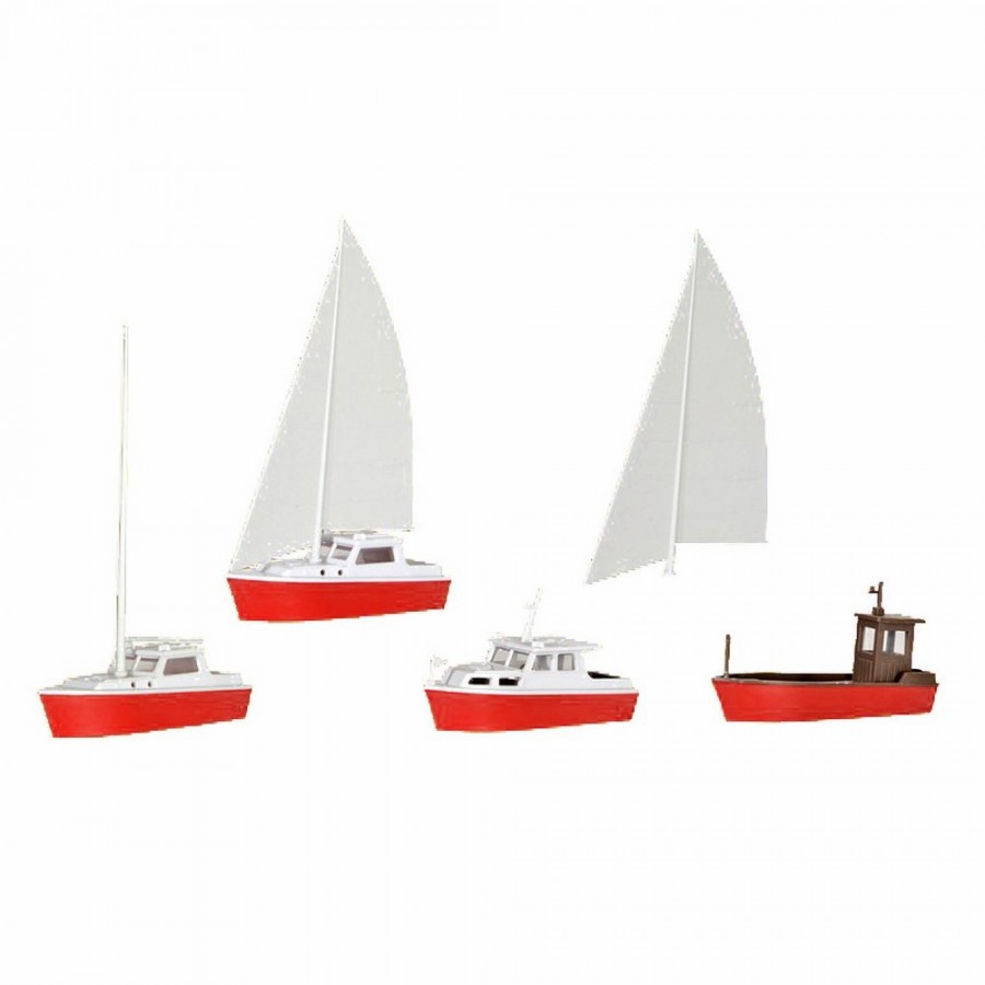 4 petits bateaux pour plan d'eau-HO-1/87-KIBRI 39160