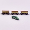 3 wagons trémies Td 933 et camion avec tapis de chargement, DB, Ep IV - MARKLIN 82440 -  Z 1/220
