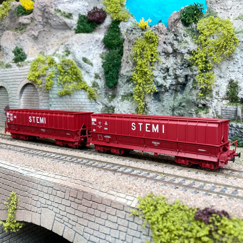 2 wagons DMH rouge UIC "STEMI" Sncf, Ep V - LSMODELS 31117 - HO 1/87