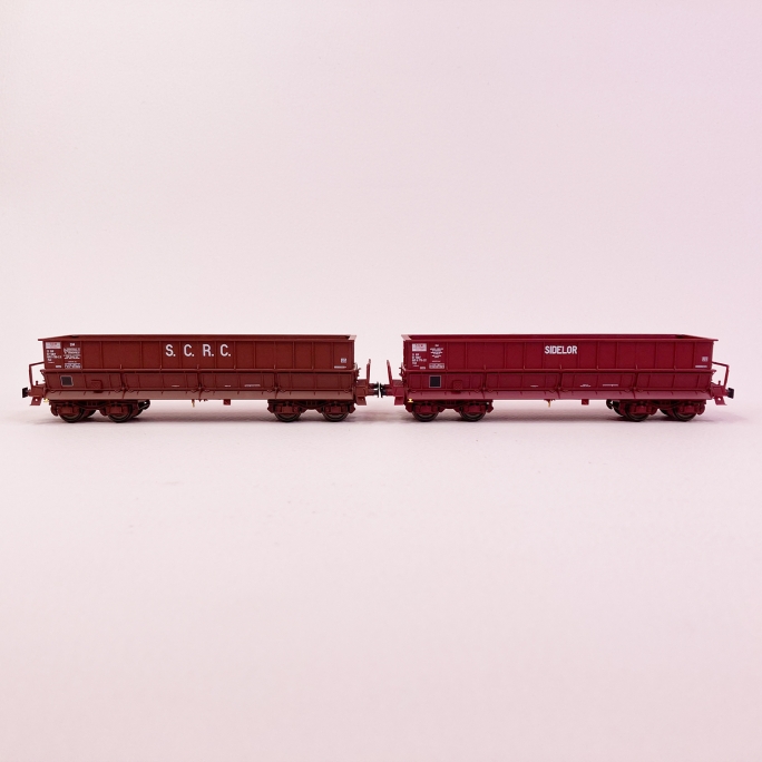 2 wagons DMH rouge UIC / brun "SIDELOR / SCRC" Sncf, Ep IV - LSMODELS 31119 - HO 1/87