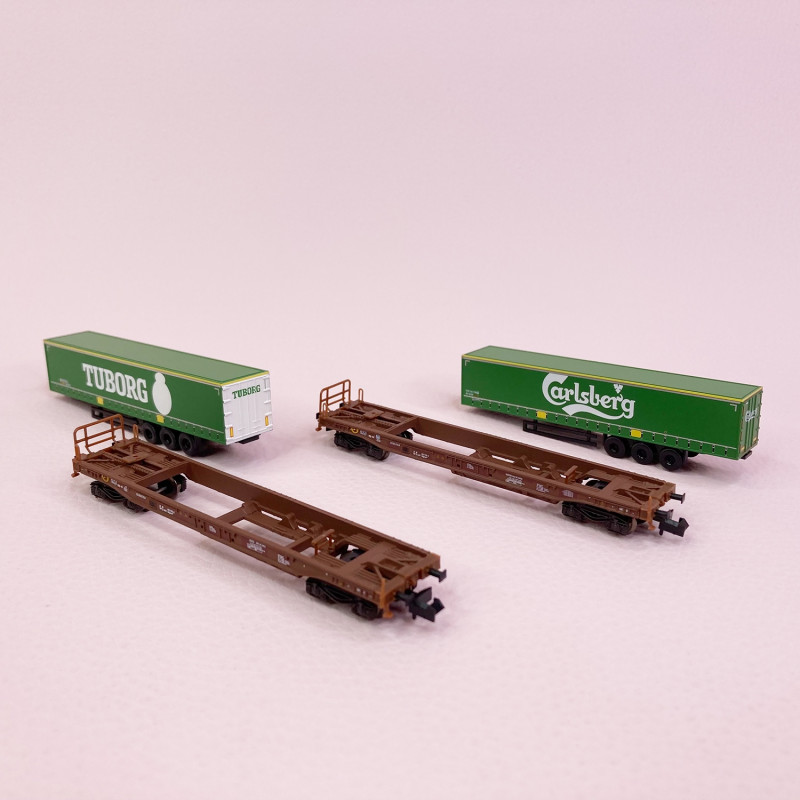 2 wagons poche Sdgmns 33 "Carlsberg et Tuborg" AAE, DB SR, Ep VI - MINITRIX 18718 - N 1/160-