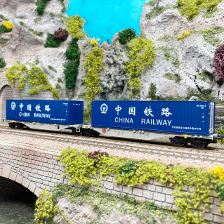 Wagon porte conteneurs SGGMRS90 "China Railway" AAE, Ep VI - MEHANO 90702 - HO 1/87