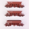3 wagons trémies à ballast T1 Uas "VB", Sncf, Ep III et IV - REE WB749 - HO 1/87