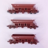 3 wagons trémies à ballast T1 Uas "V", Sncf, Ep IV - REE WB751 - HO 1/87