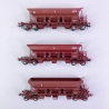 3 wagons trémies à ballast T1 Uas "V / Infra", Sncf, Ep VI - REE WB753 - HO 1/87