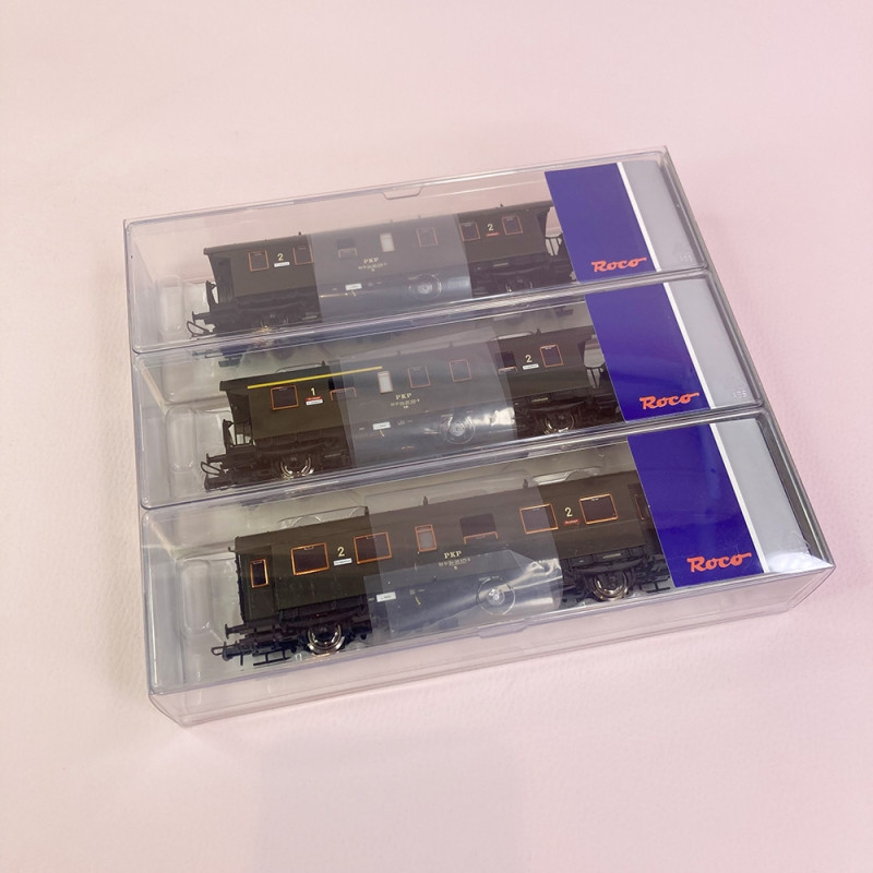 3 voitures (ex-DRG) type ABi, Bi, 2CL/1CL, PKP, Ep IV - ROCO 74019 - HO 1/87