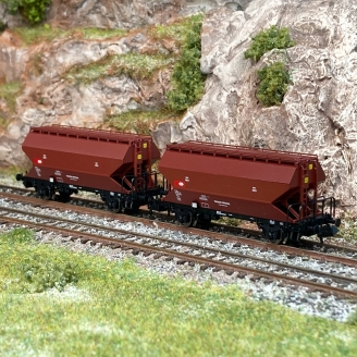 2 wagons trémies Tgpps transport de céréales, BLS, Ep III - FLEISCHMANN 830310 - N 1/160