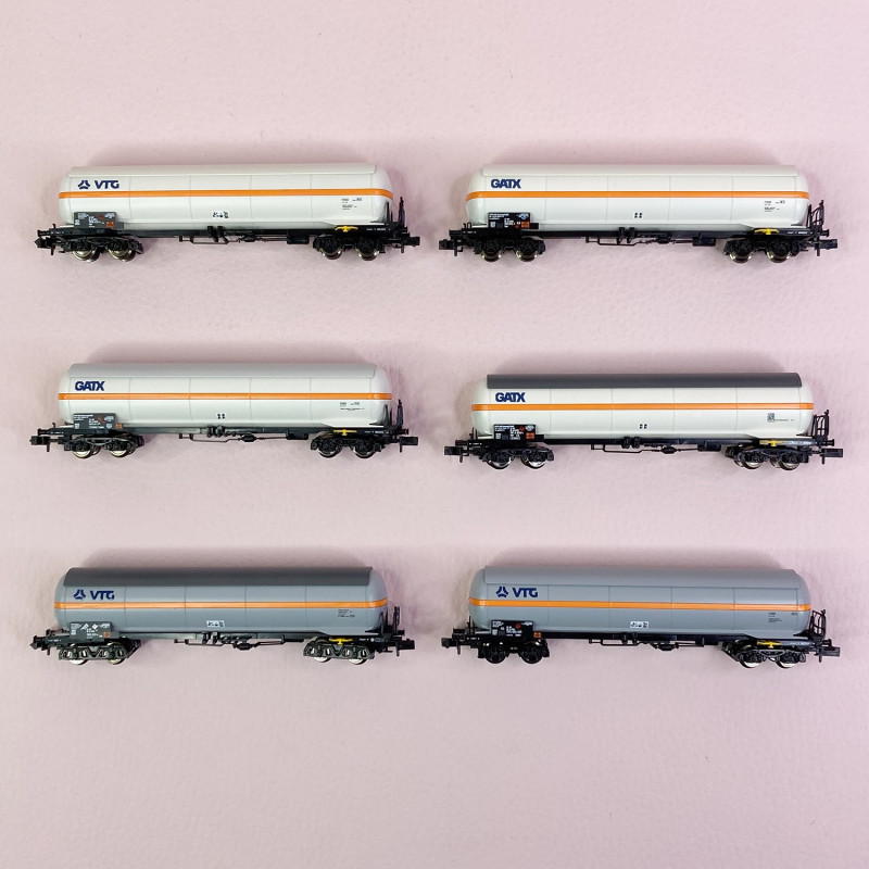 6 wagons citerne à gaz sous pression Zags, GATX / VTG, Ep VI - FLEISCHMANN 849110 - N 1/160