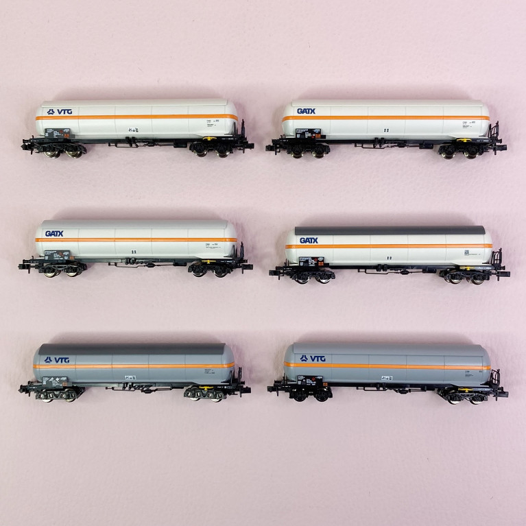 6 wagons citerne à gaz sous pression Zags, GATX / VTG, Ep VI - FLEISCHMANN 849110 - N 1/160