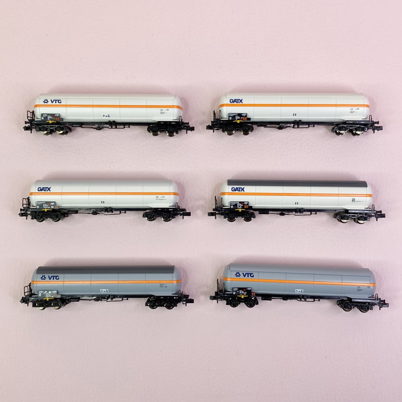 6 wagons citerne à gaz sous pression Zags, GATX / VTG, Ep VI - FLEISCHMANN 849110 - N 1/160