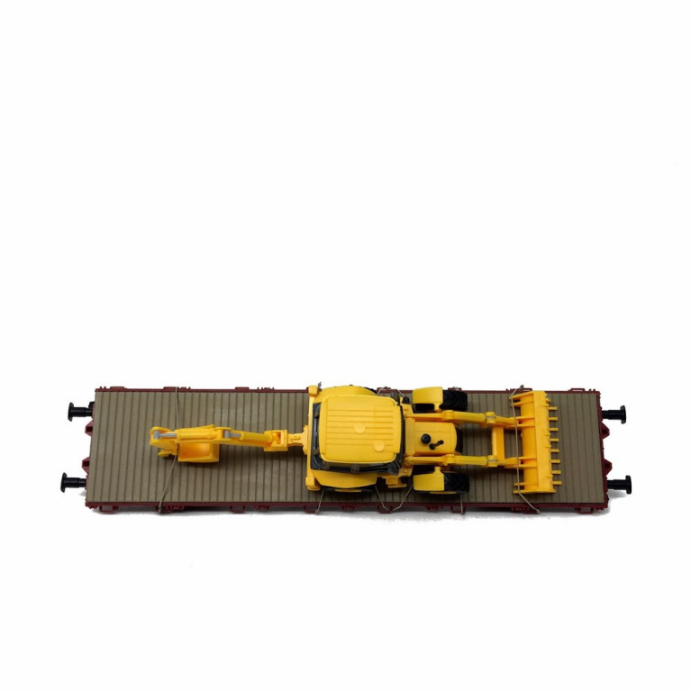 Wagon plat avec tractopelle jcb-HO-1/87-KIBRI 