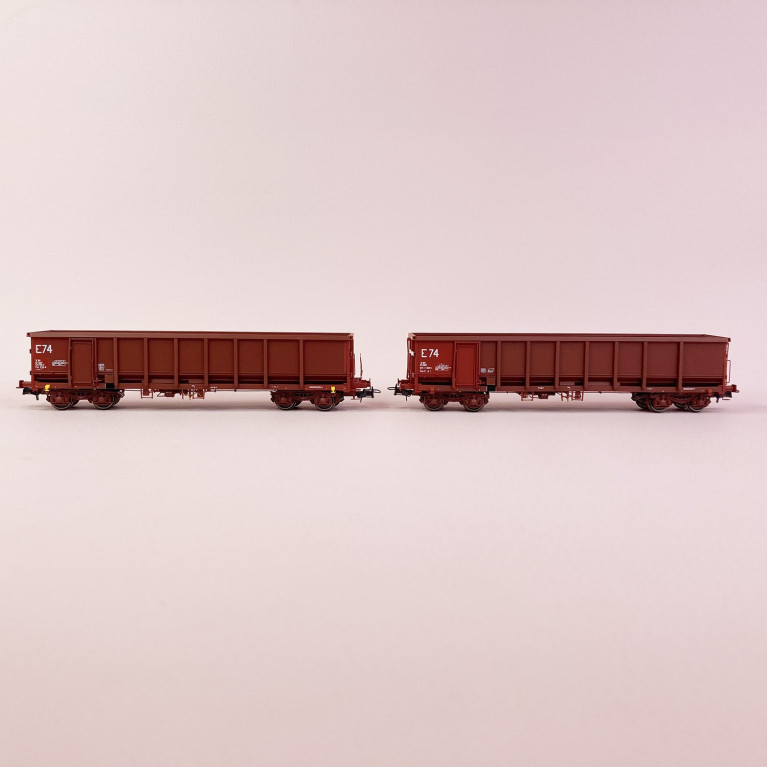 2 wagons tombereau FAS avec et sans passerelle reconstruit, Sncf, Ep V - REE WBSE016 - HO 1/87