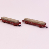 2 wagons plat Ks rebords bas chargé sacs de tabac, Renfe, Ep IV - ARNOLD HN6581 - N 1/160
