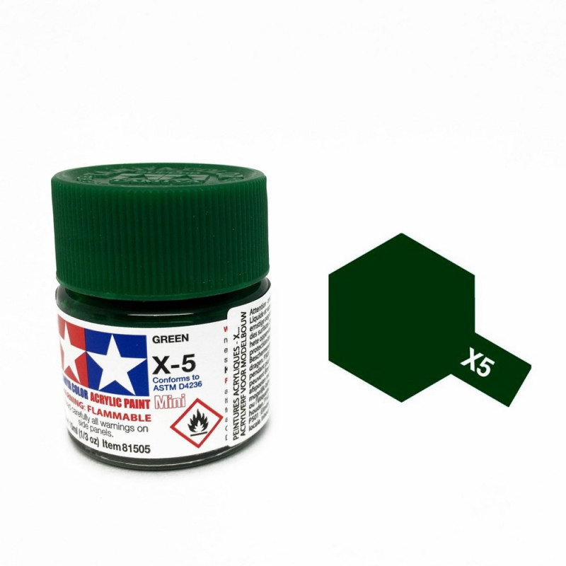 Tamiya 81505 - Vert Brillant X-5 (10 ml) - Peinture Acrylique Modélisme