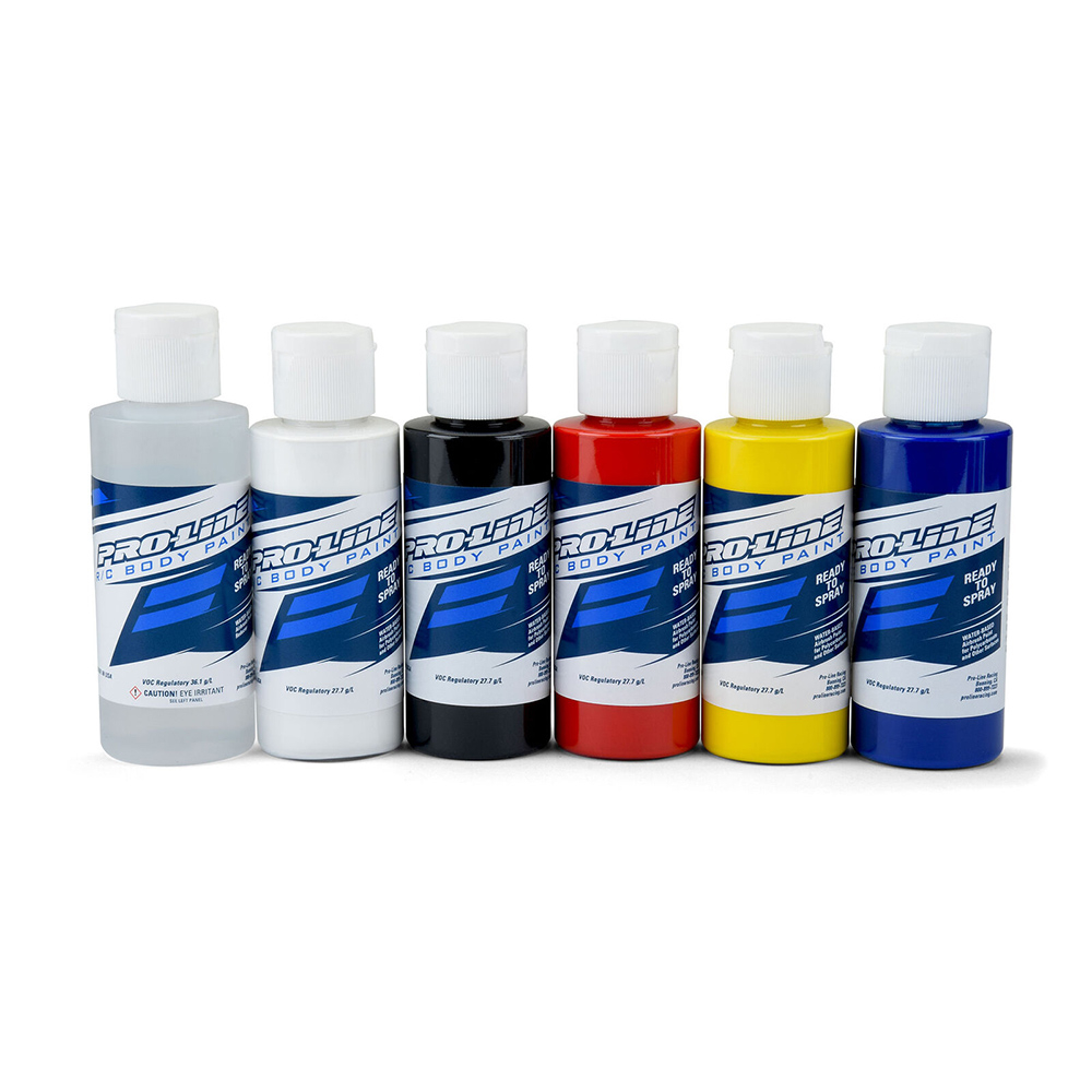 Peintures Aérographe Couleurs Primaires (x6), 60ml - Pro Line 632300